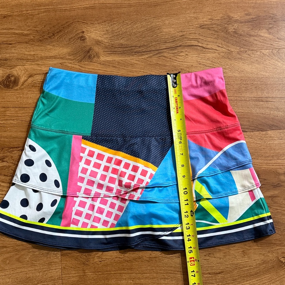 Lucky In Love Women Medium Colorful Geometric Elastic Waist Lined Tennis Skirt - Picture 7 of 9